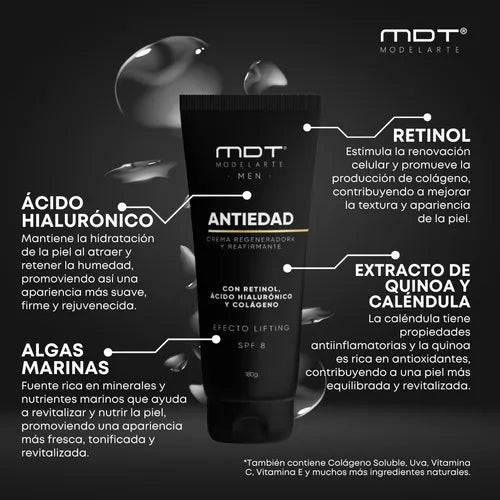Crema Antiedad Antiarrugas Facial Reafirmante Hombre Modelarte